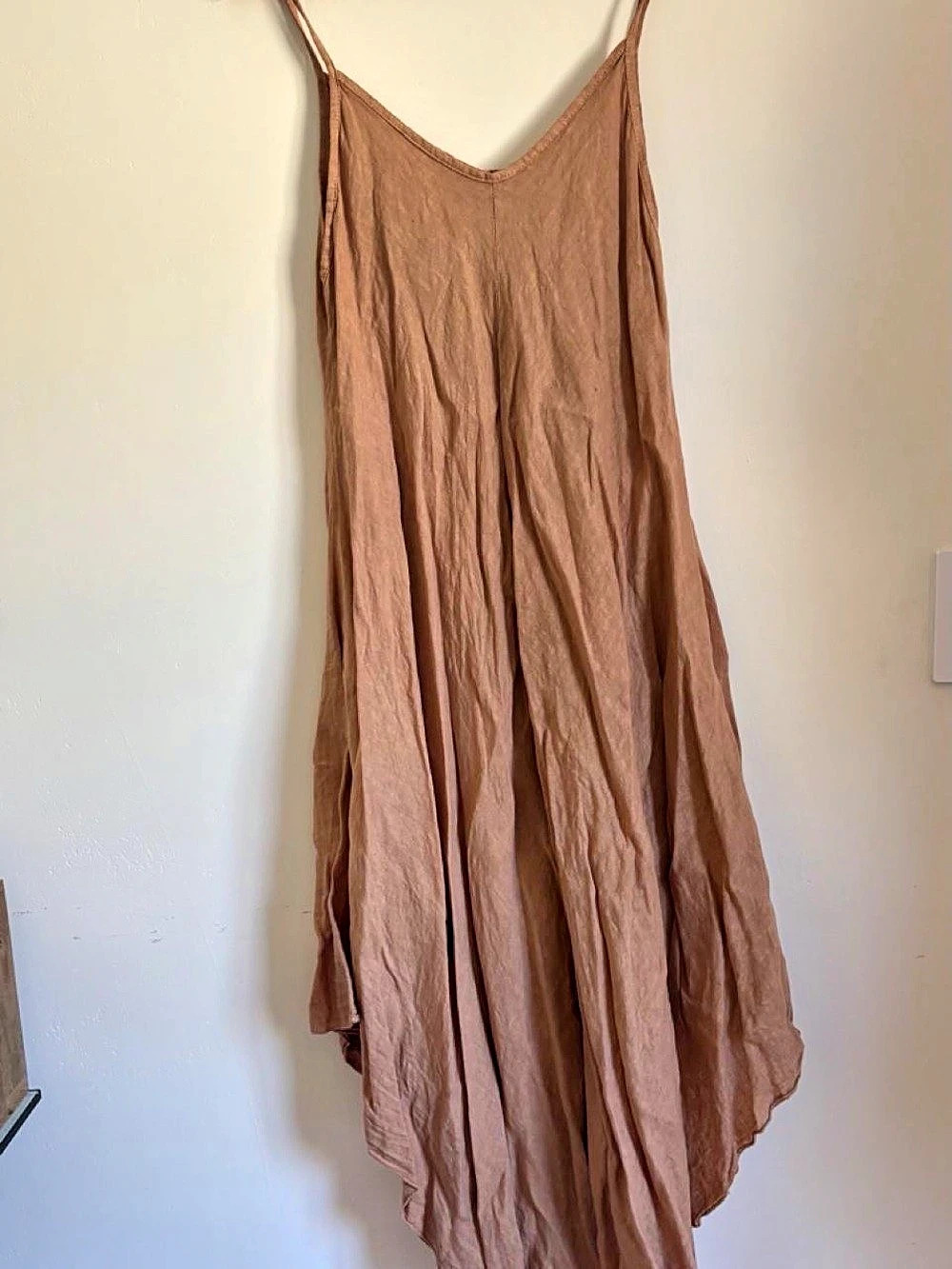 100% Italian Lagenlook linen Brown Maxi Dress